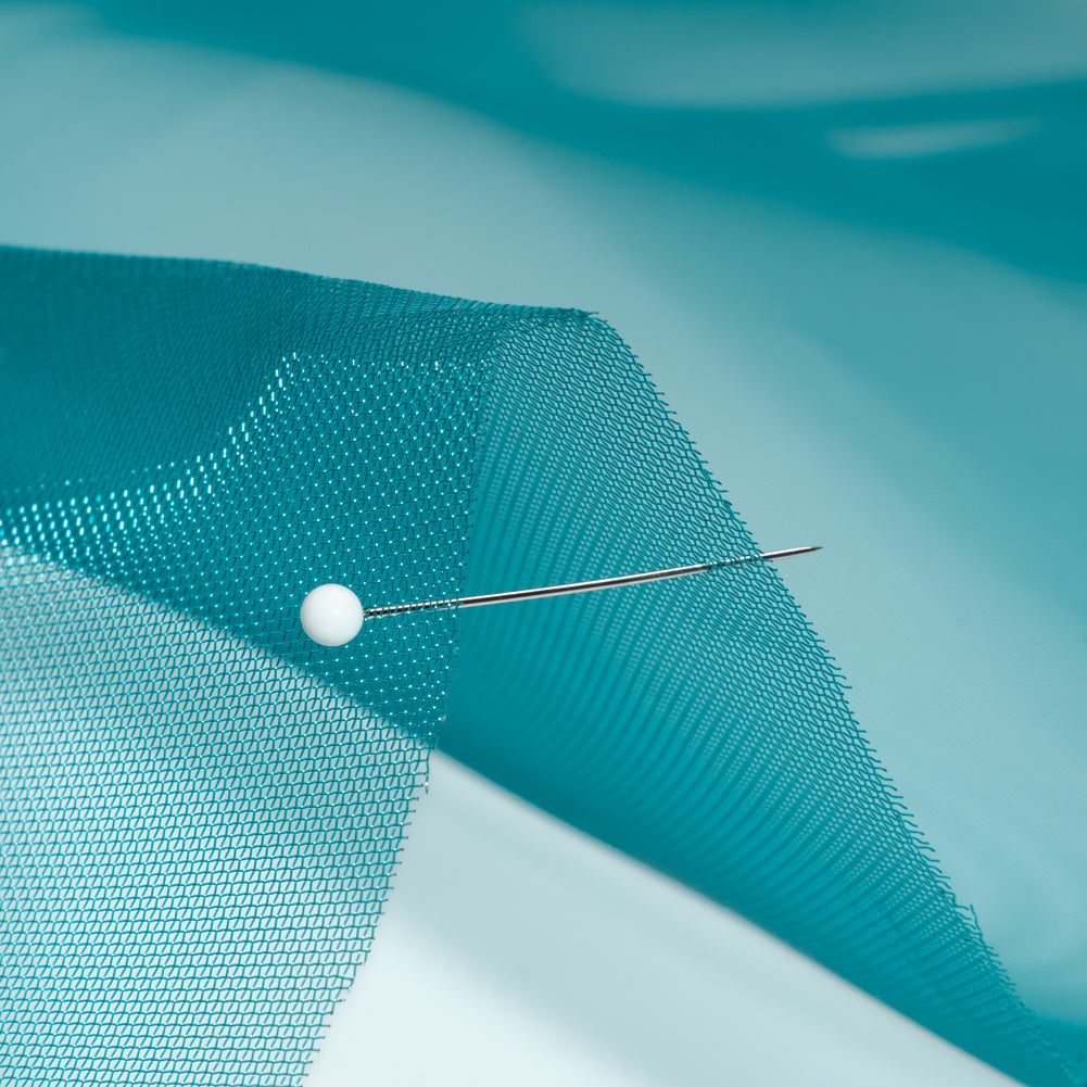 Stiff Mesh-Like Polyester Organza - Dark Teal - Iris Collection