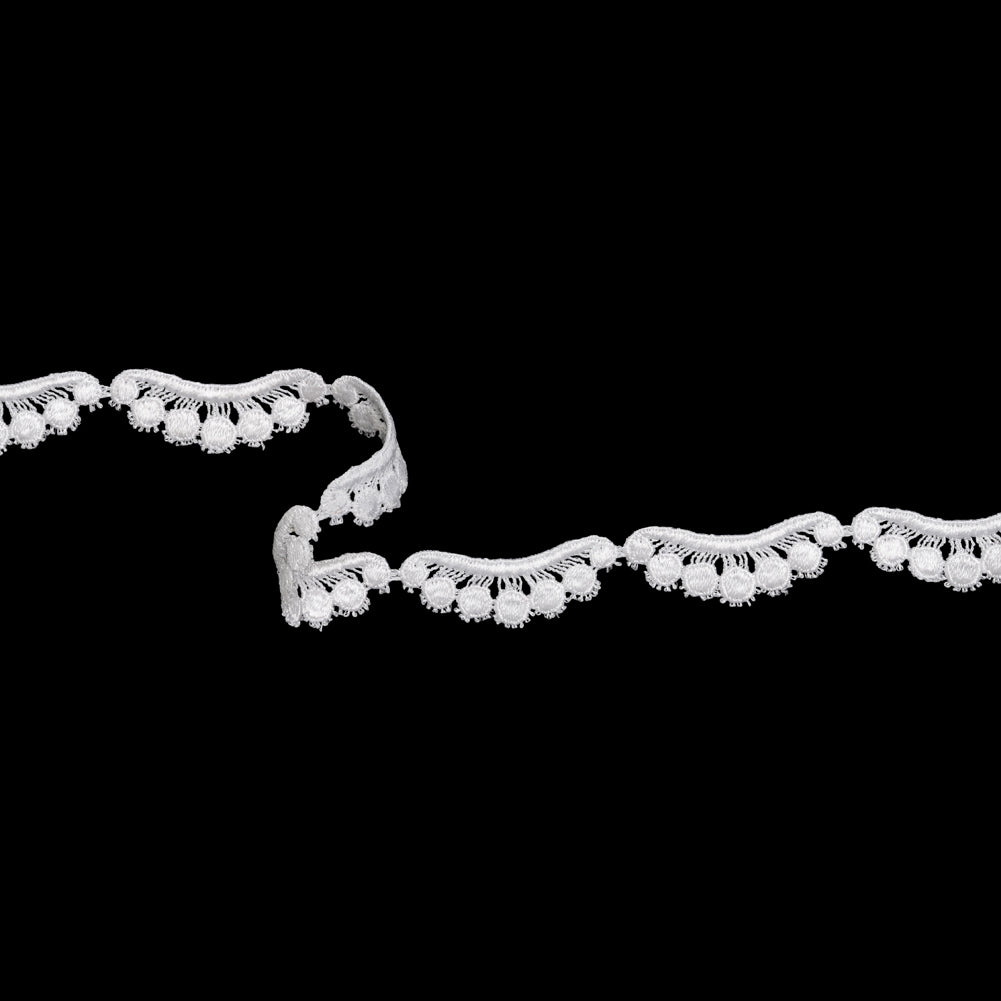 Venise Lace Trim - 0.875" - White Waves and Dots