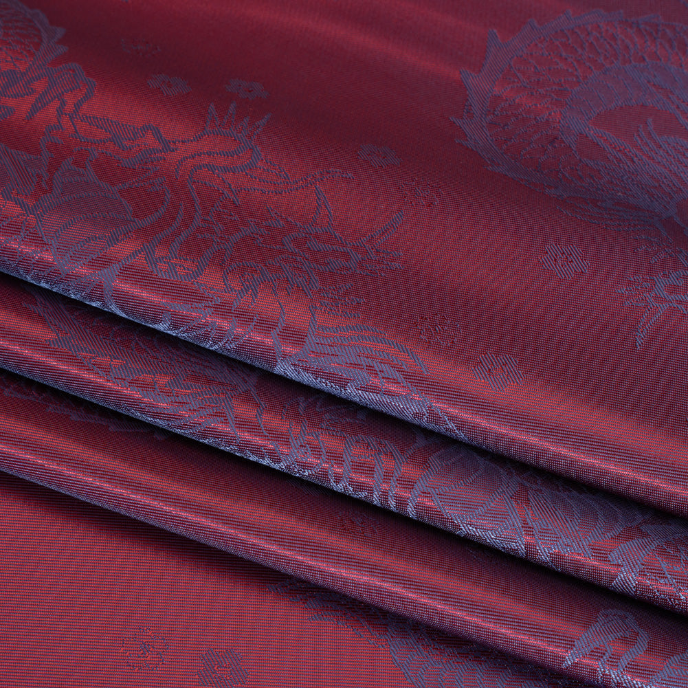 Dragons Jacquard Lining - Wine and Blue Bi-Color