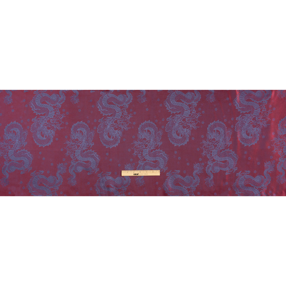 Dragons Jacquard Lining - Wine and Blue Bi-Color