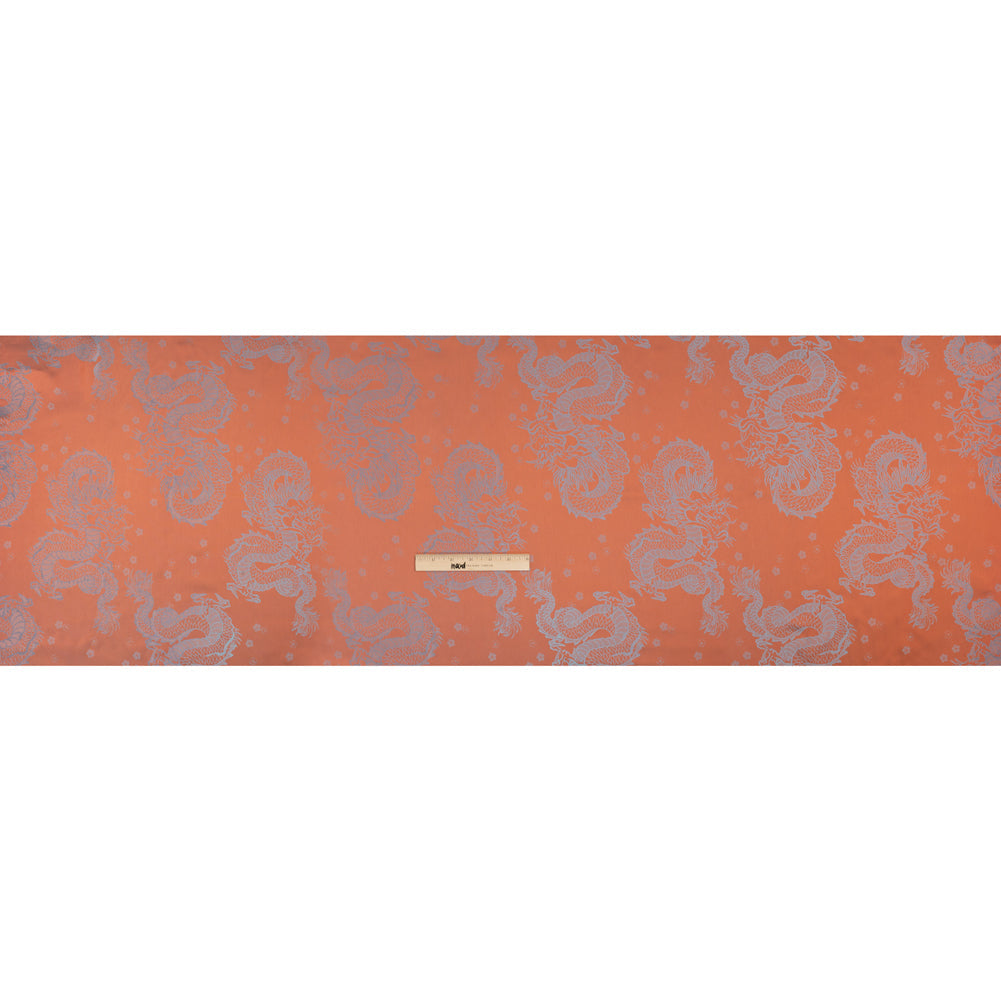 Dragons Jacquard Lining - Orange and Aqua Bi-Color