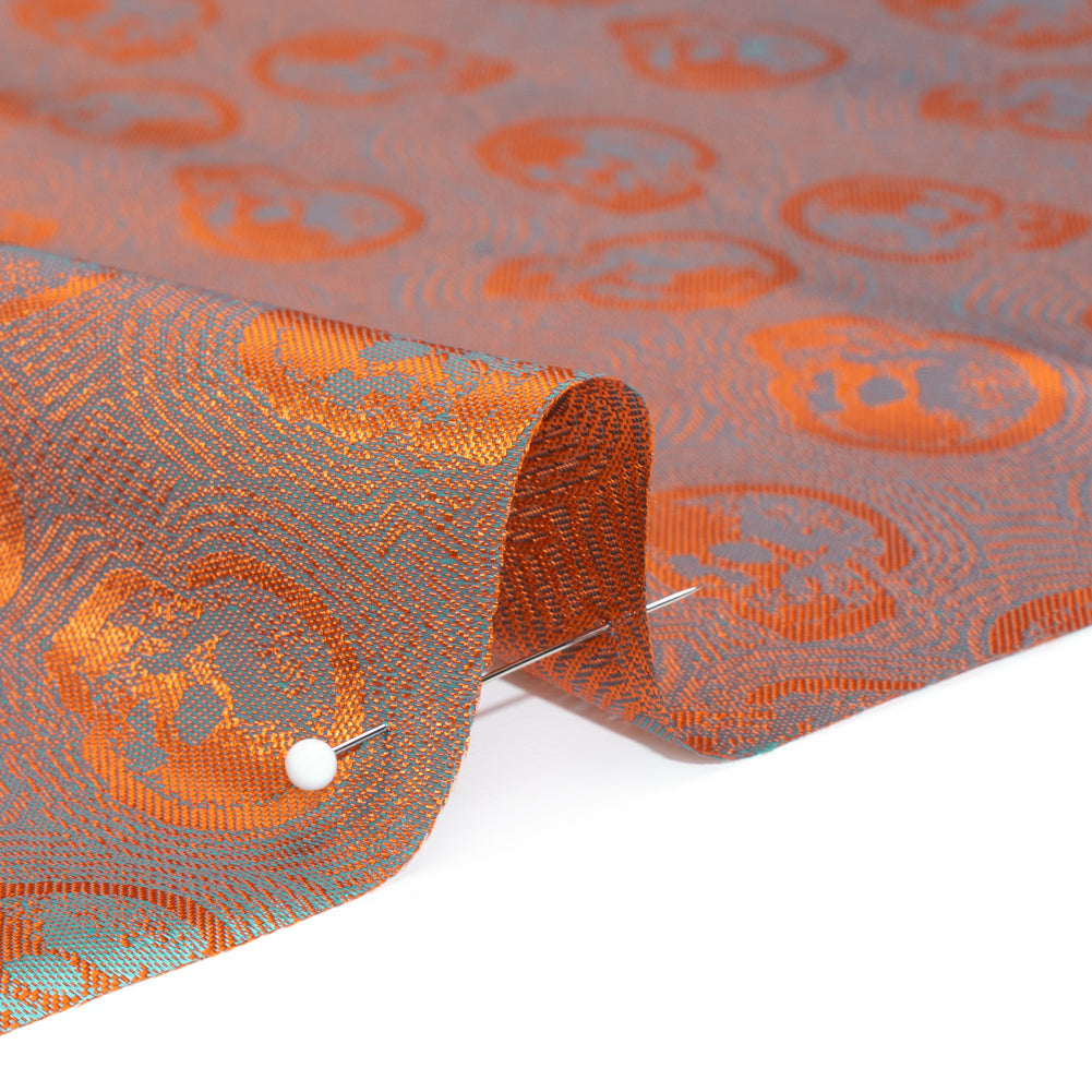 Skulls Jacquard Lining - Orange and Aqua Bi-Color