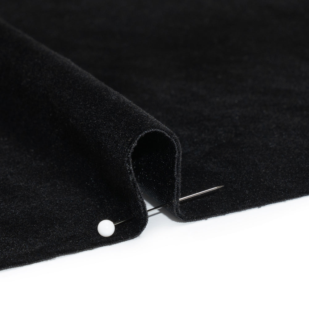 Stretch Polyester Velour - Black - Deadstock