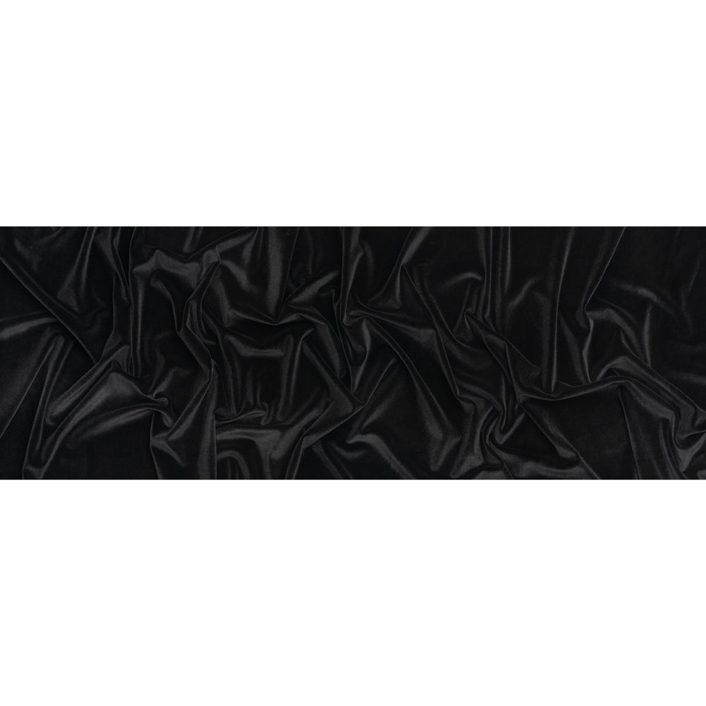 Stretch Polyester Velour - Black - Deadstock