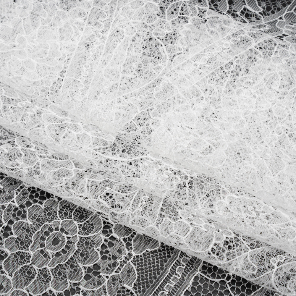 Re-Embroidered Chantilly Lace - White Ornate Floral