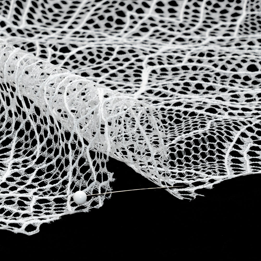 Re-Embroidered Lace - White Abstract Net