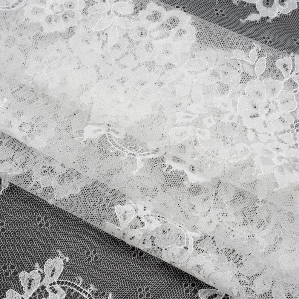 Re-Embroidered Lace - White Floral Bouquet