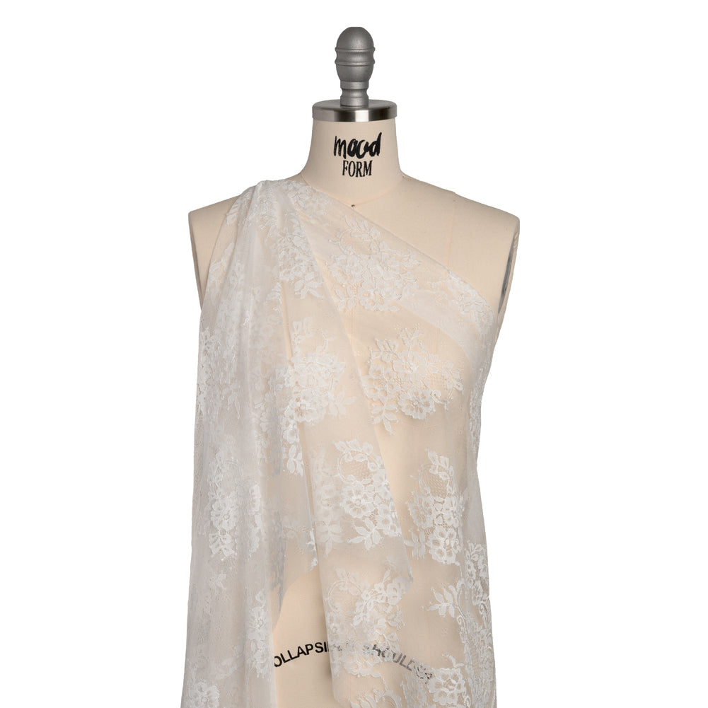 Re-Embroidered Lace - White Floral Bouquet