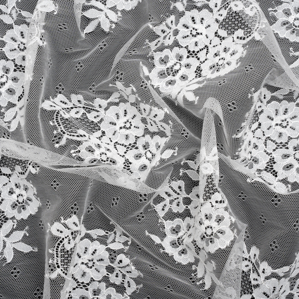 Re-Embroidered Lace - White Floral Bouquet