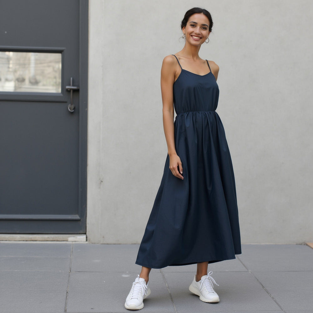 Stretch Cotton Poplin - Navy - Chancay Collection