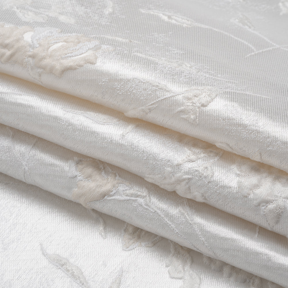 Metallic Luxury Brocade - White Tonal Floral