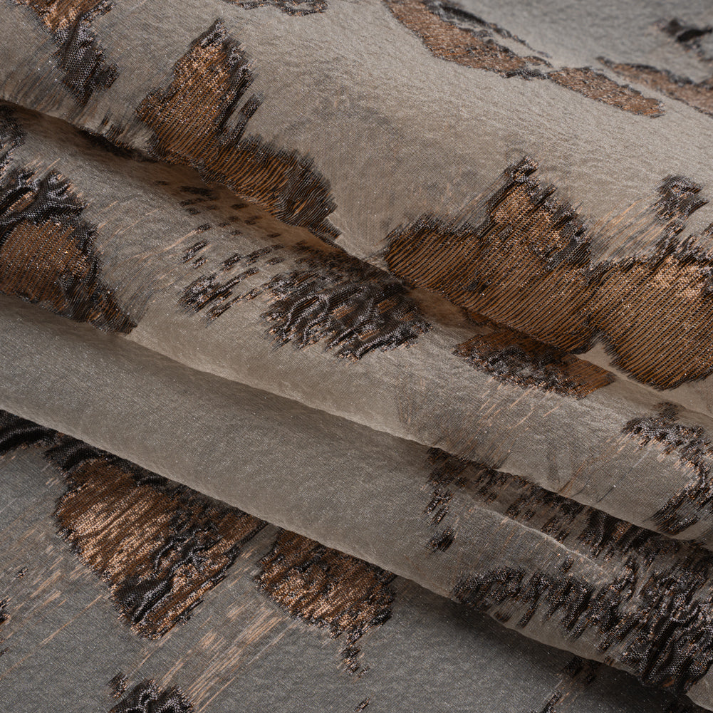 Metallic Burnout Luxury Brocade - Brown and Black Abstract