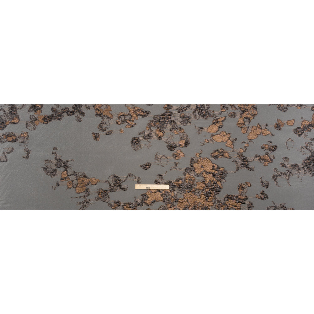 Metallic Burnout Luxury Brocade - Brown and Black Abstract