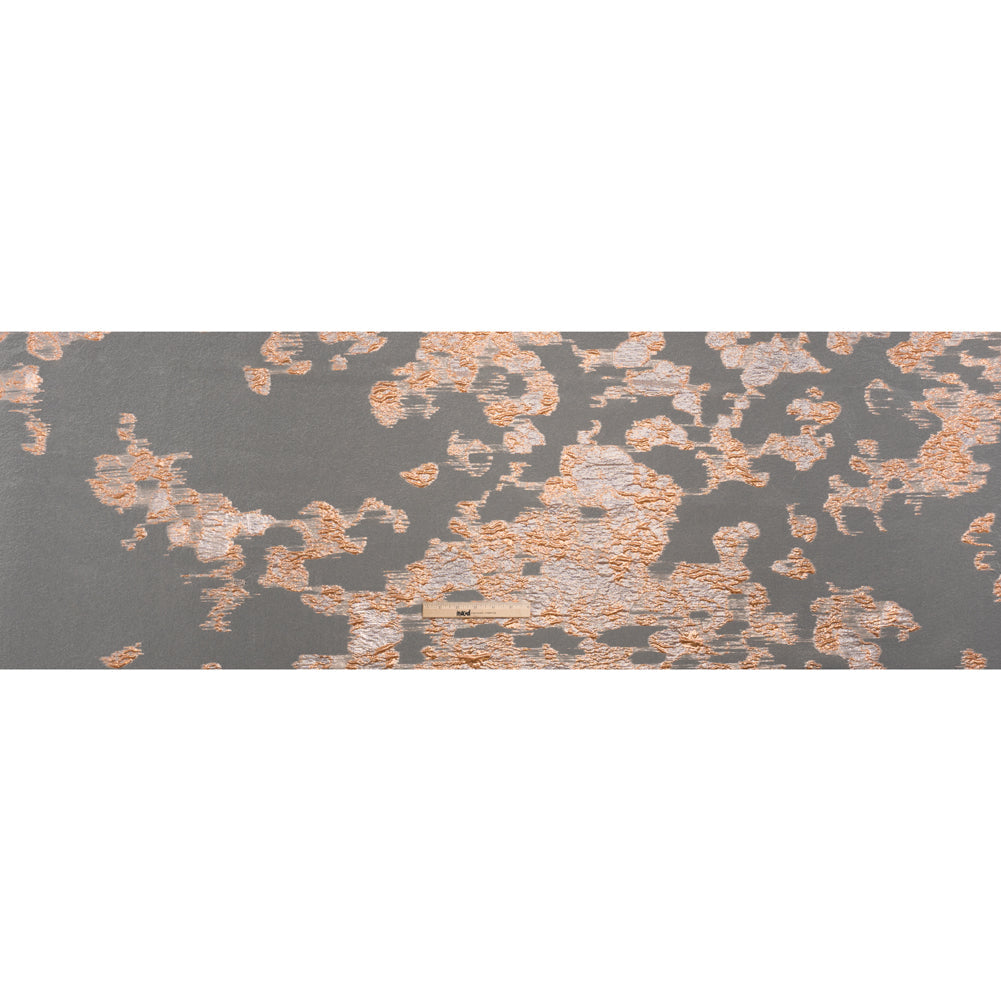 Metallic Burnout Luxury Brocade - Peachy Orange Abstract