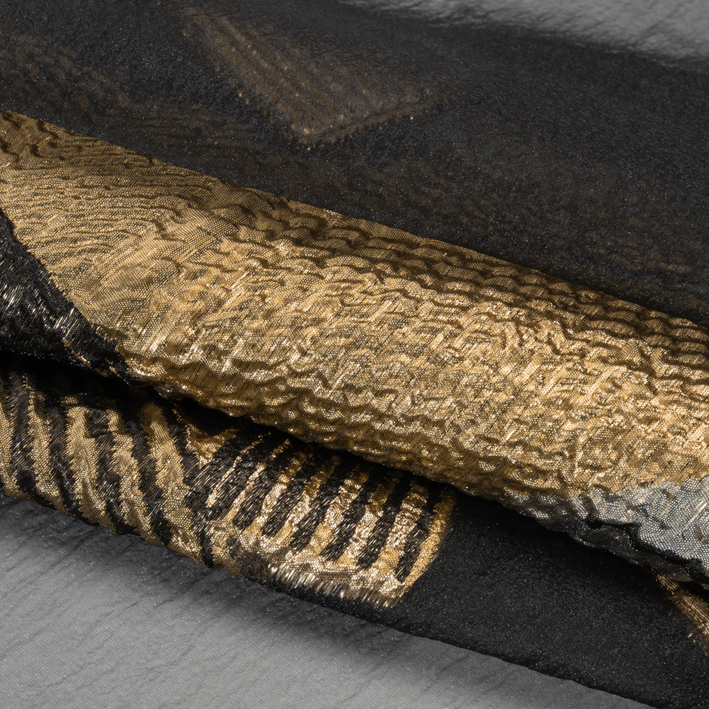 Metallic Luxury Burnout Brocade - Black and Gold Abstract