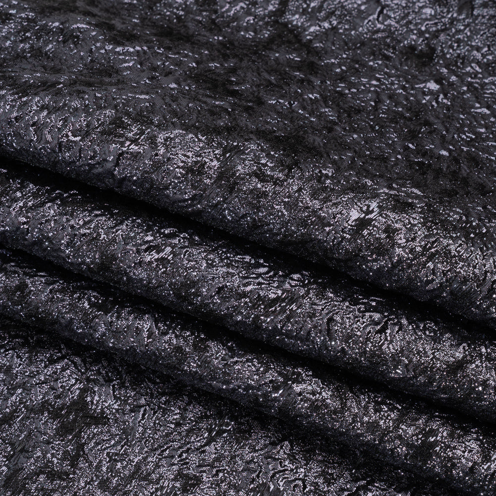 Metallic Luxury Brocade - Black and Navy Abstract