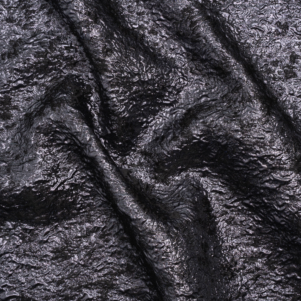 Metallic Luxury Brocade - Black and Navy Abstract