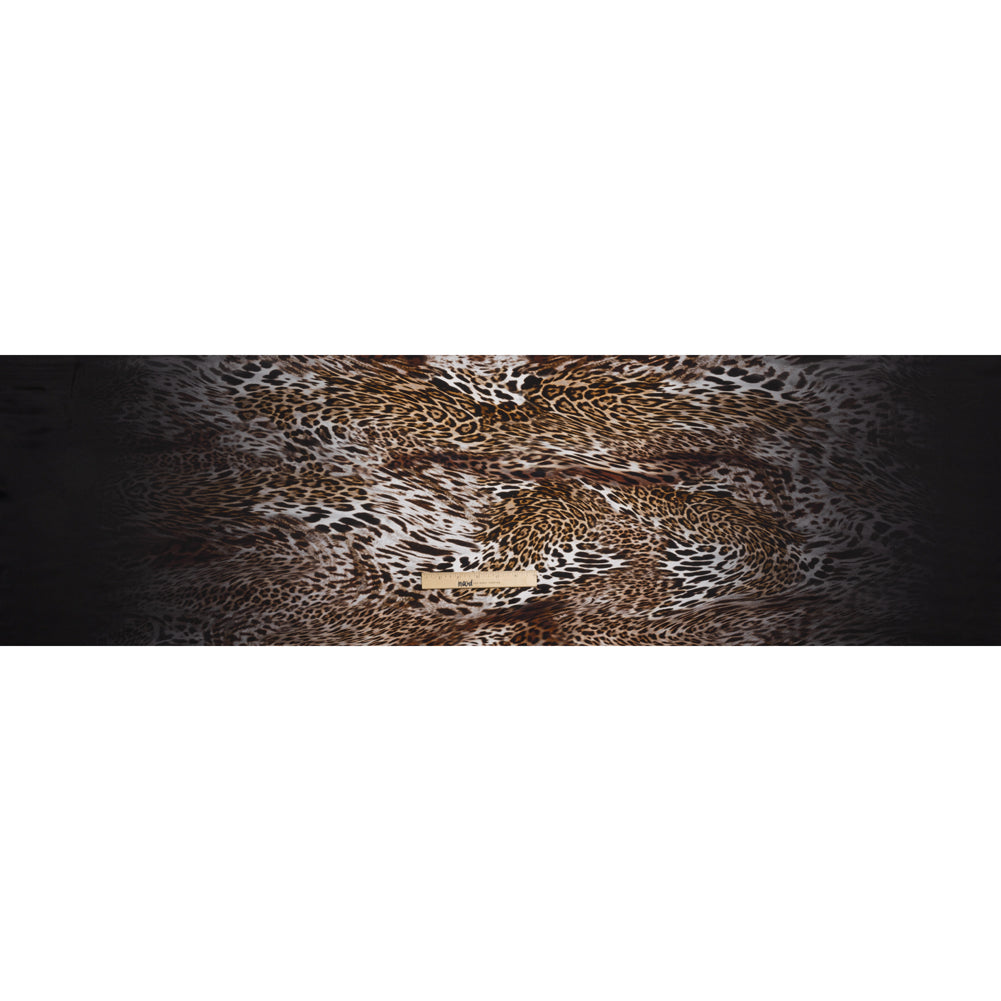 Silk Charmeuse Print - Black, Brown and White Leopard Spots Ombre