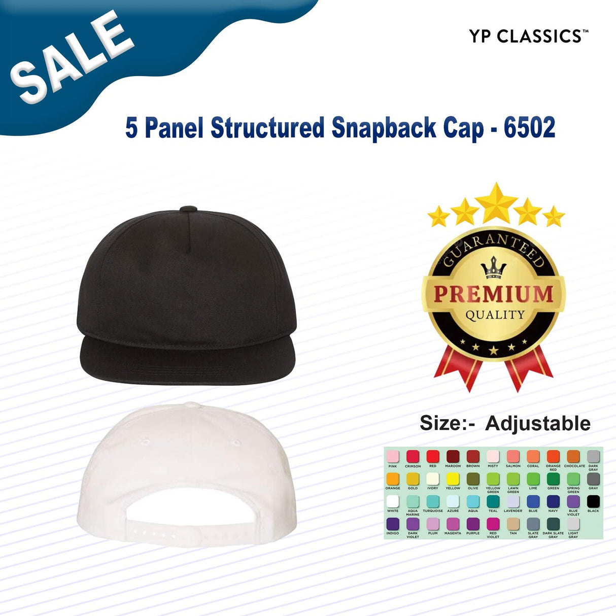 YP Classics® 5 Panel Structured Snapback Cap