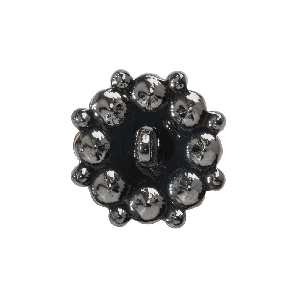 Rhinestone and Metal Shank Back Button - 38L/24mm - Black Diamond and Gunmetal Big Rings of Stones