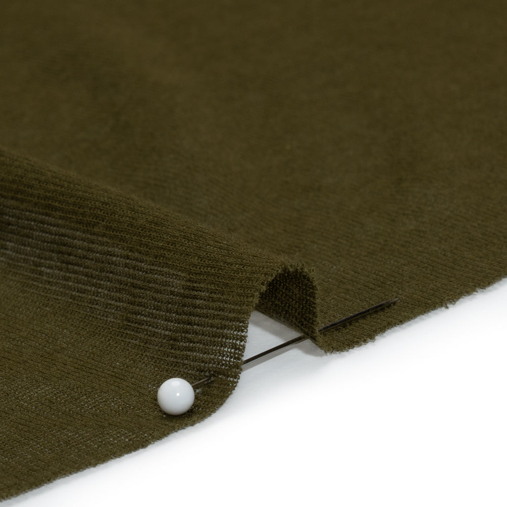 Lightweight Cotton Interlock Knit - Army Green - Designer Deadstock