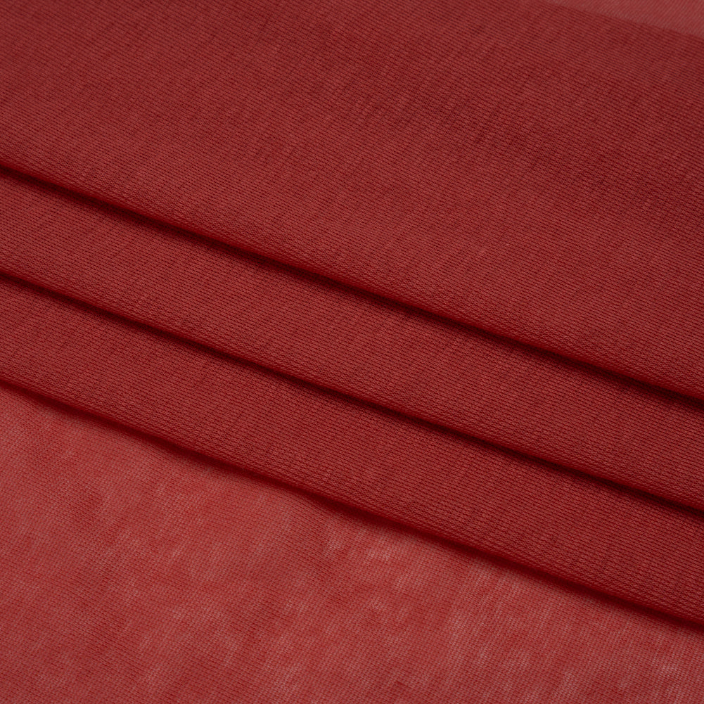 Lightweight Cotton Interlock Knit - Muted Red - Designer Deadstock