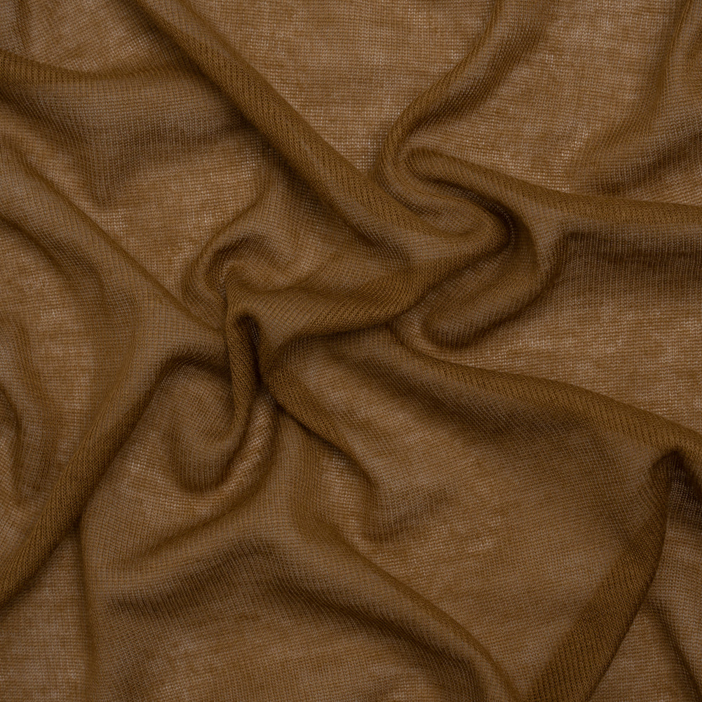Lightweight Polyester Interlock Knit - Golden Brown - Designer Deadstock