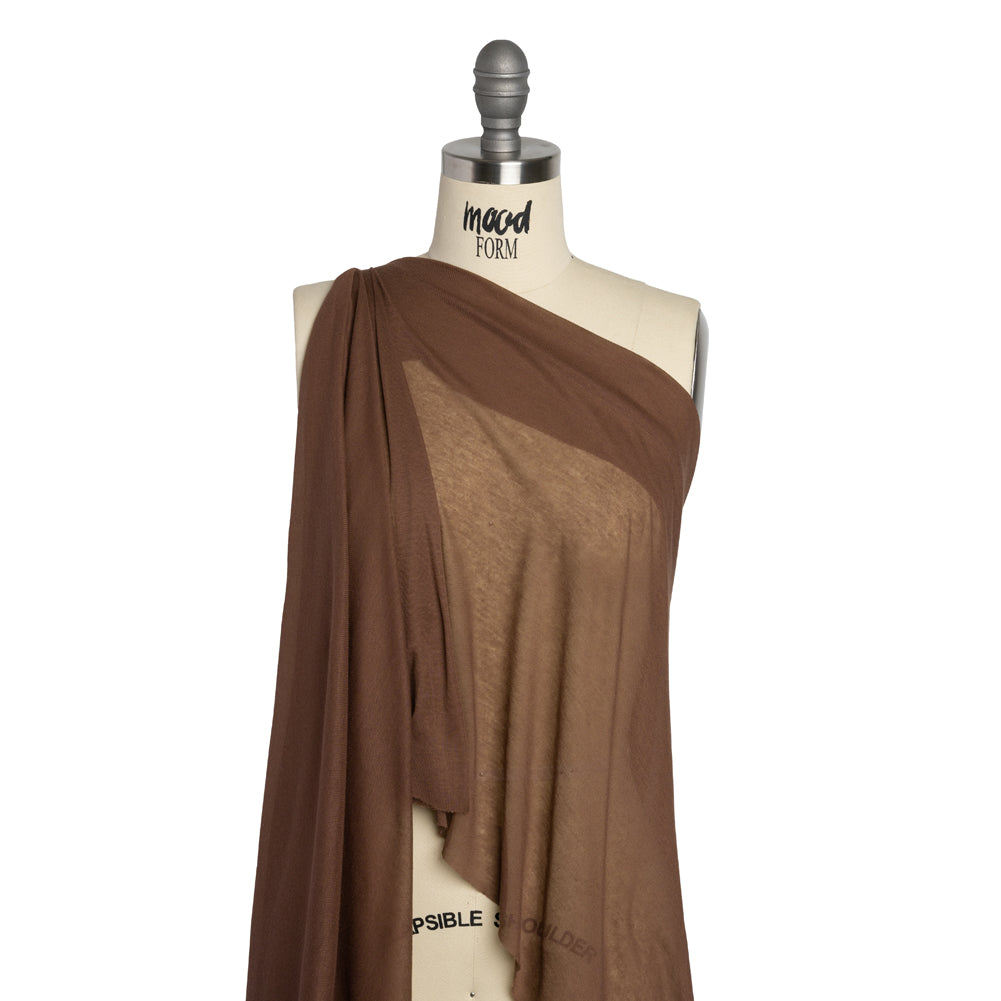 Lightweight Polyester Interlock Knit - Light Brown - Designer Deadstock