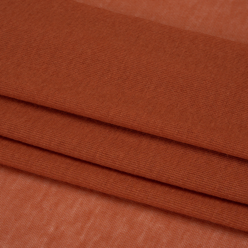 Lightweight Rayon Interlock Knit - Burnt Orange - Designer Deadstock