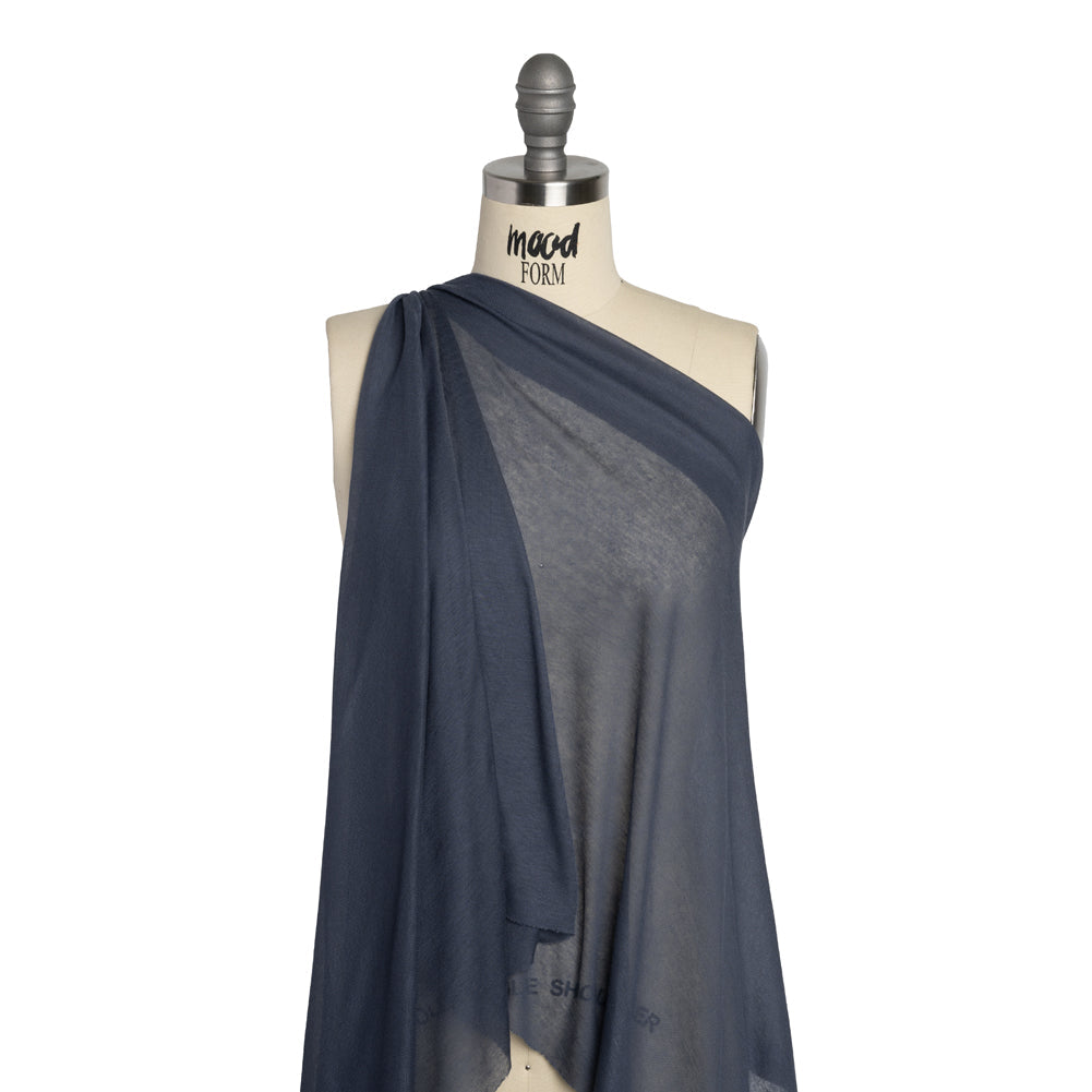 Lightweight Polyester Interlock Knit - Iris Blue - Designer Deadstock