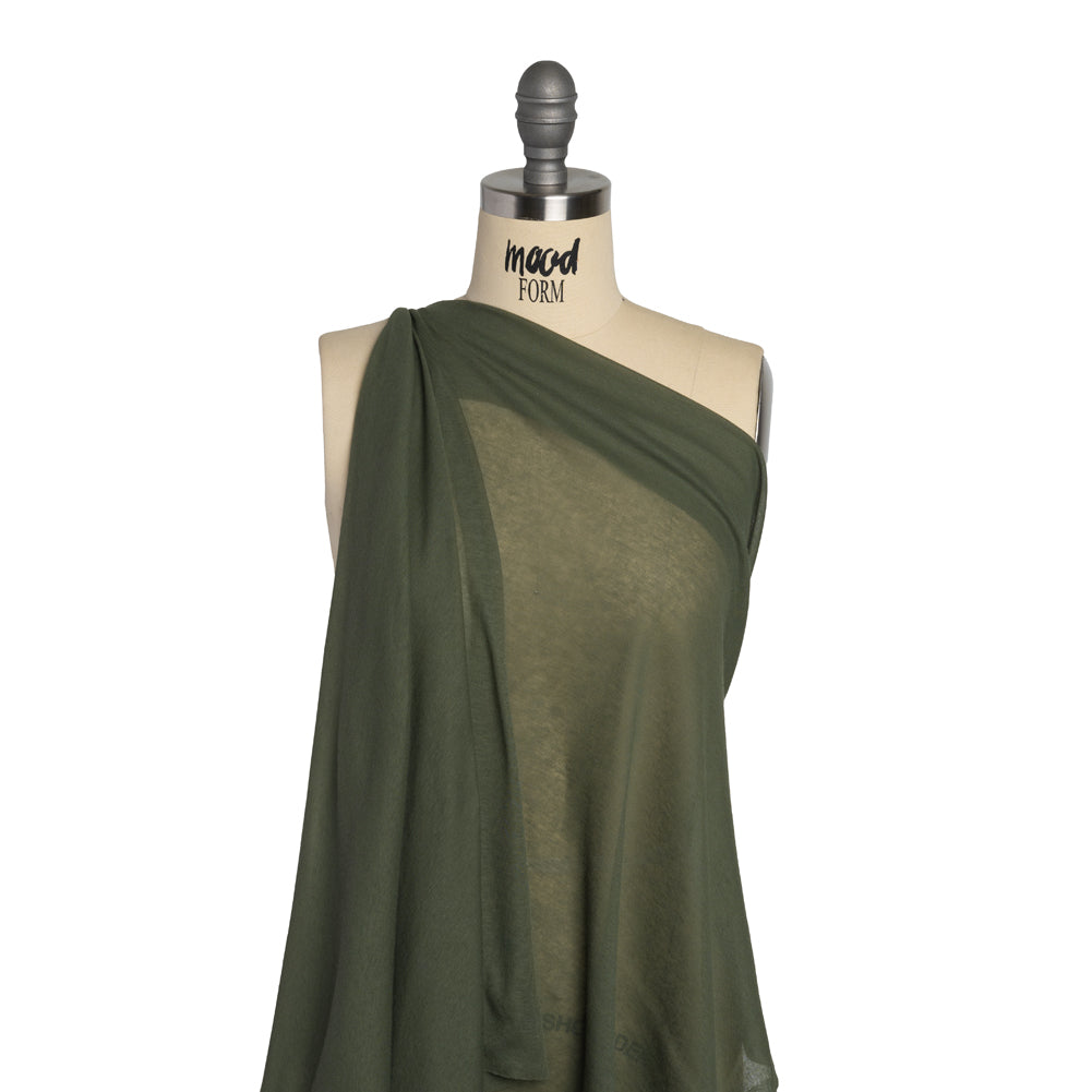 Lightweight Cotton Interlock Knit - Lichen Green - Designer Deadstock