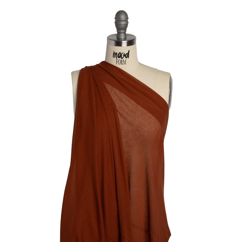 Lightweight Rayon Interlock Knit - Dark Orange - Designer Deadstock