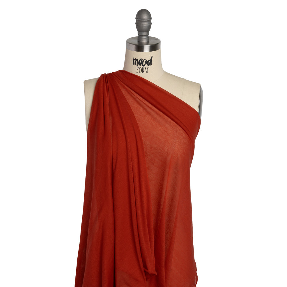Featherweight Rayon Jersey - Warm Red - Designer Deadstock