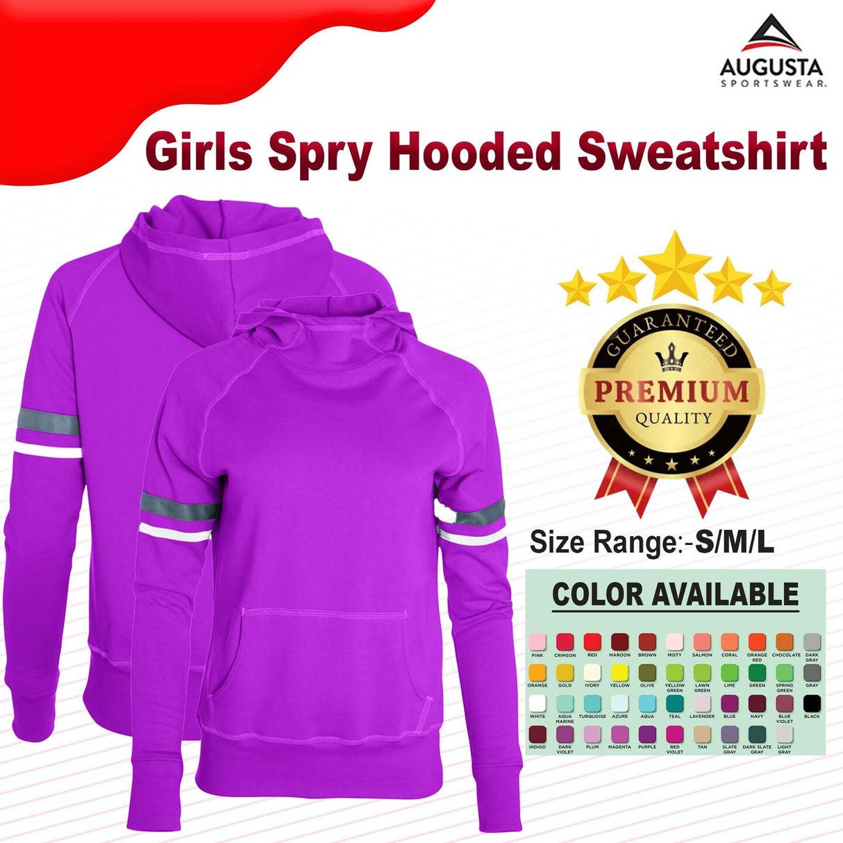 Augusta Sportswear® Girls Spry Hooded Sweatshirt