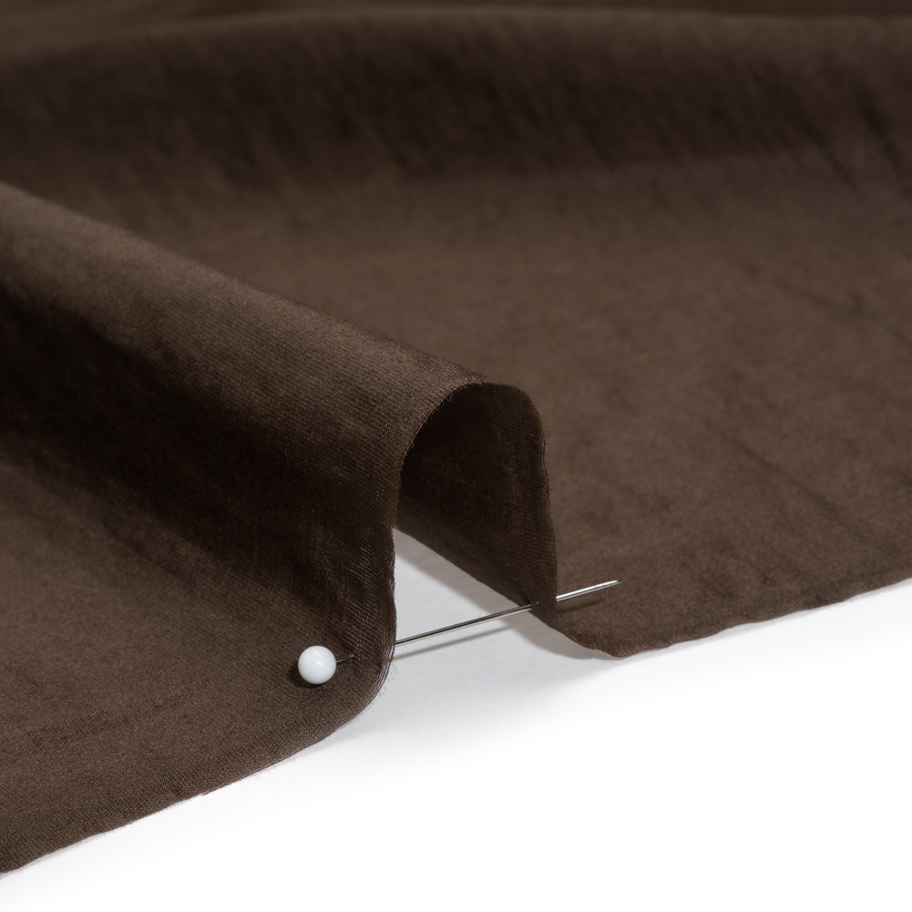 Lyocell and Polyester Lightweight Shirting - Chocolate Brown - Designer Deadstock