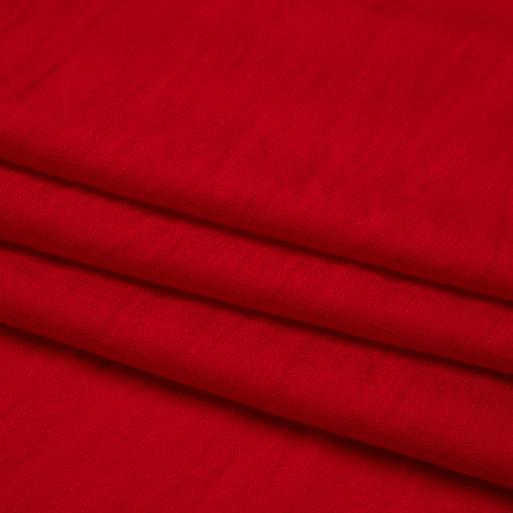 Viscose and Nylon Dobby - Red Geometric - Designer Deadstock