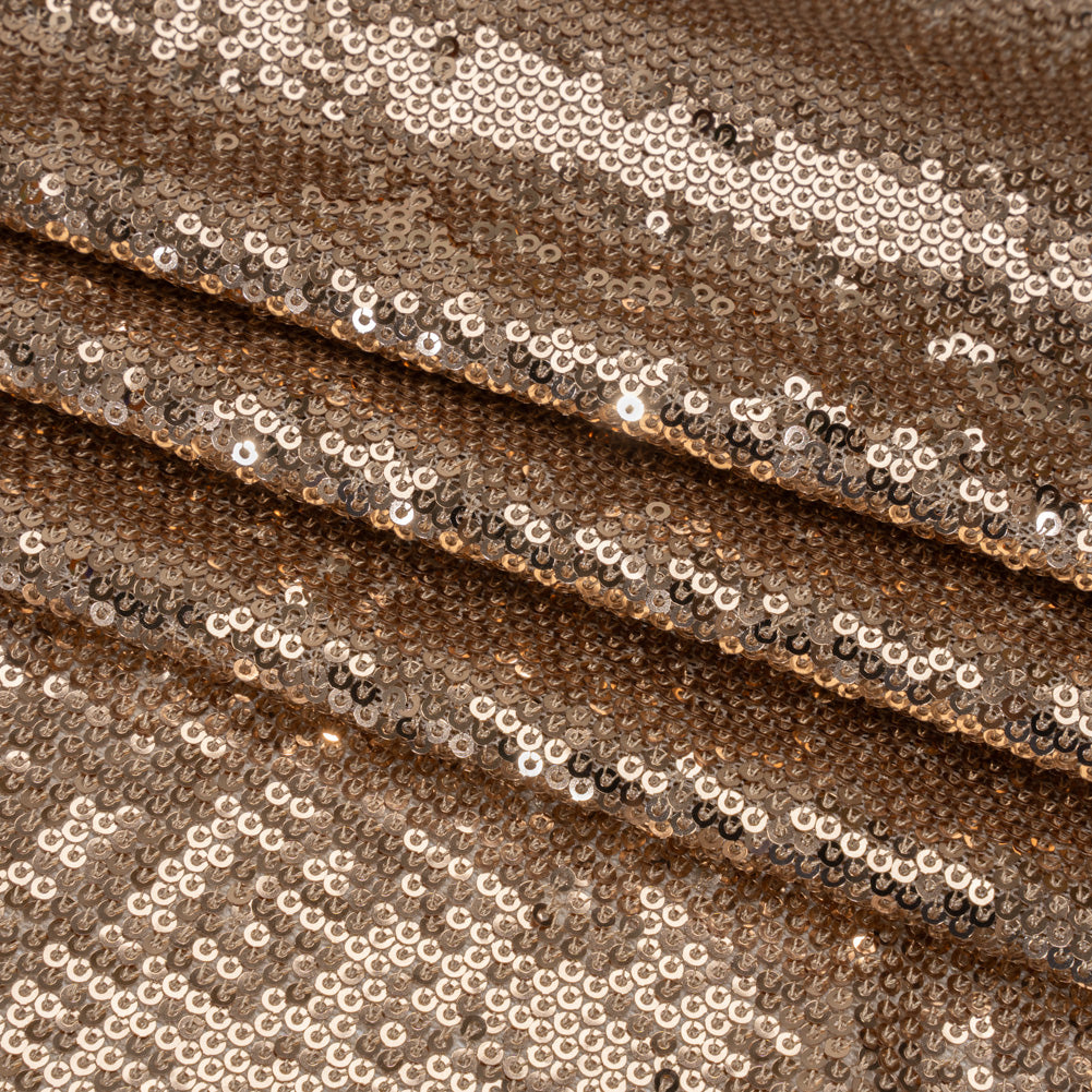 Baby Sequins Mesh - Rose Gold on Beige - Designer Deadstock