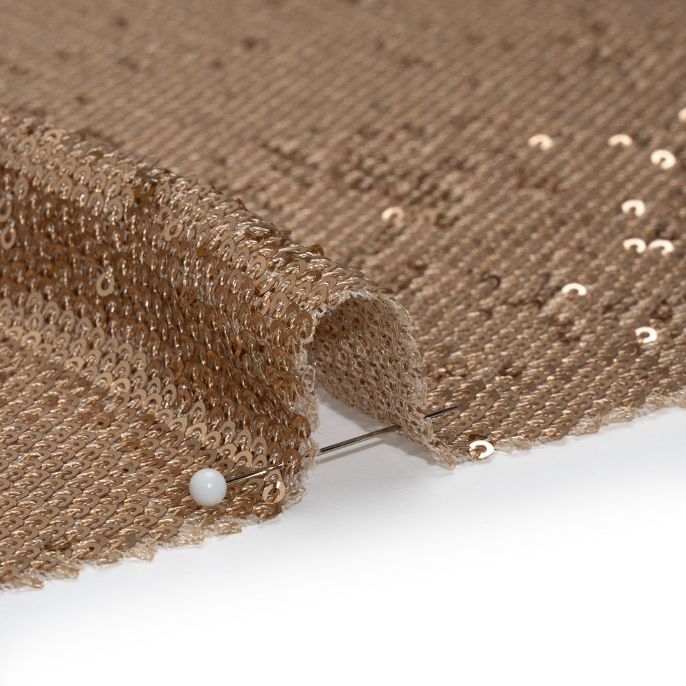 Baby Sequins Mesh - Rose Gold on Beige - Designer Deadstock