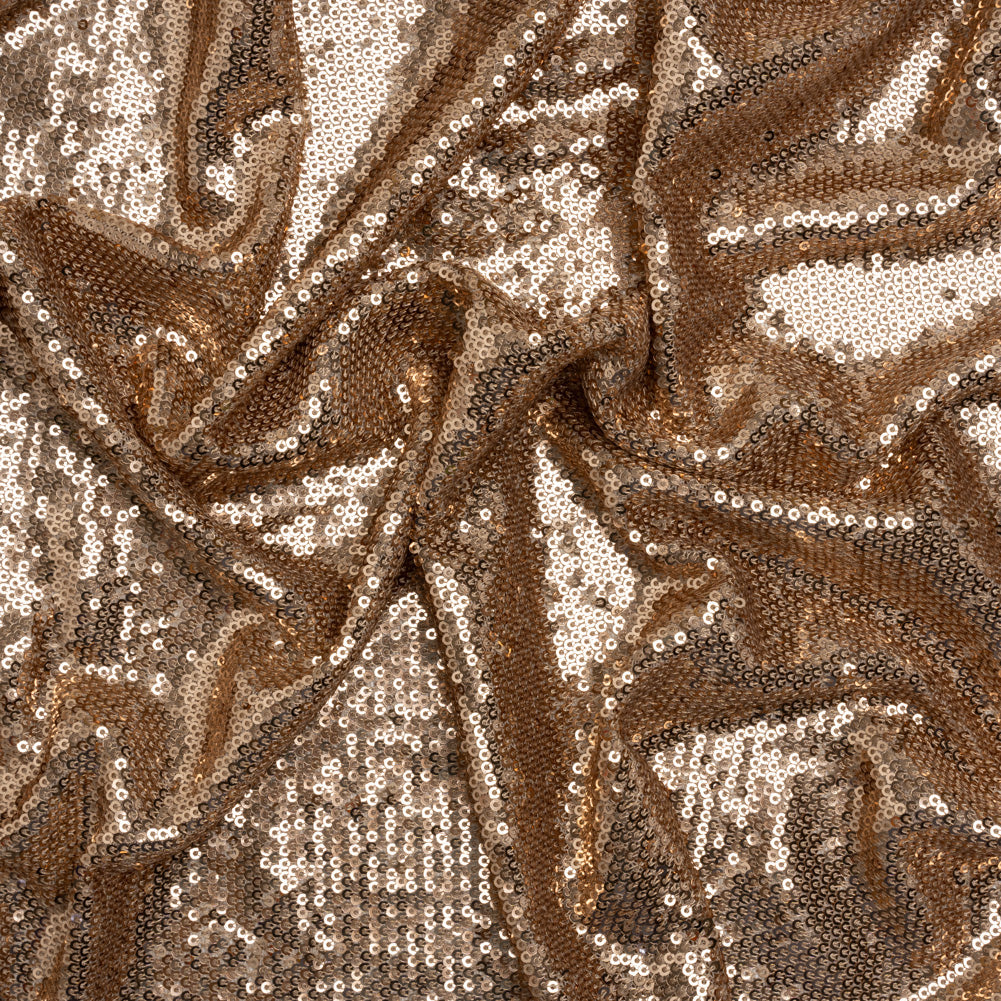 Baby Sequins Mesh - Rose Gold on Beige - Designer Deadstock
