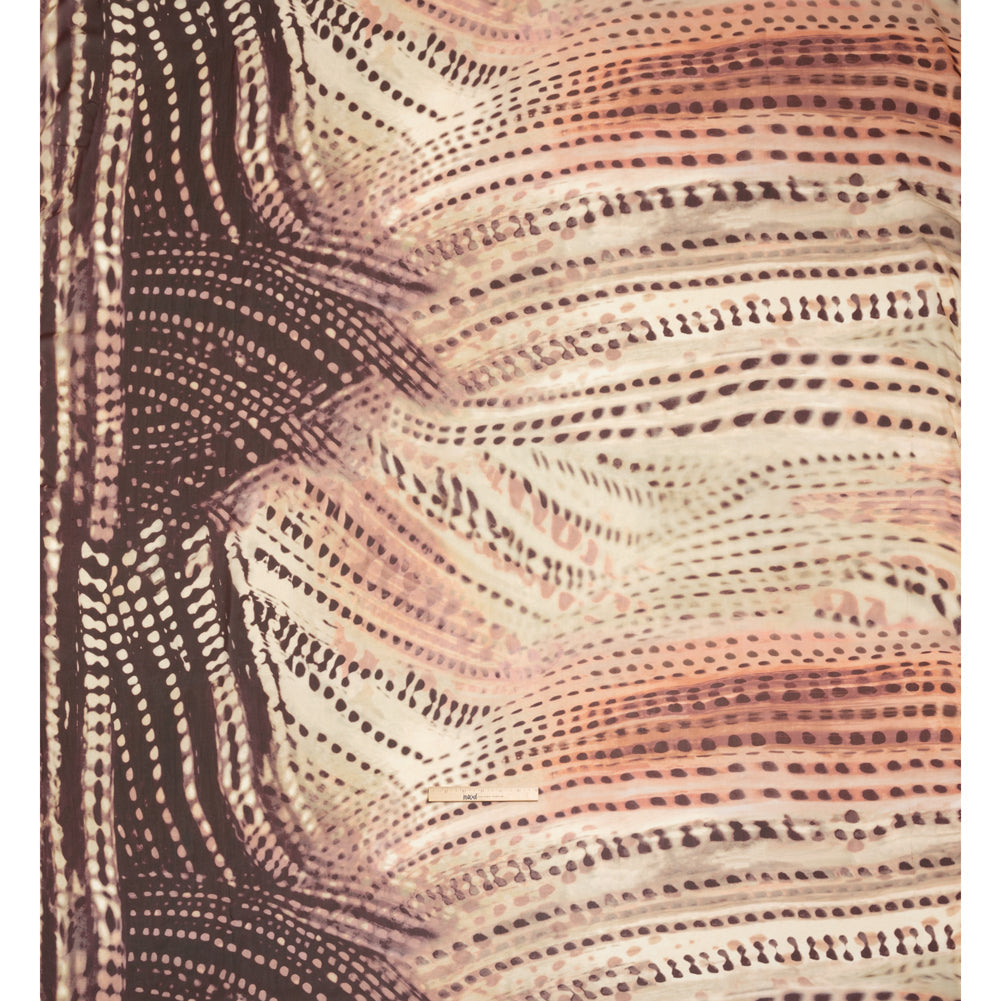 Rayon Chiffon Panel - Garnet Red and Beige Spotted Abstract - Made in Italy