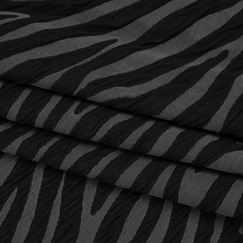 Stretch Knit Jacquard by Mara Hoffman - Gray and Black Tiger Stripes - Designer Deadstock