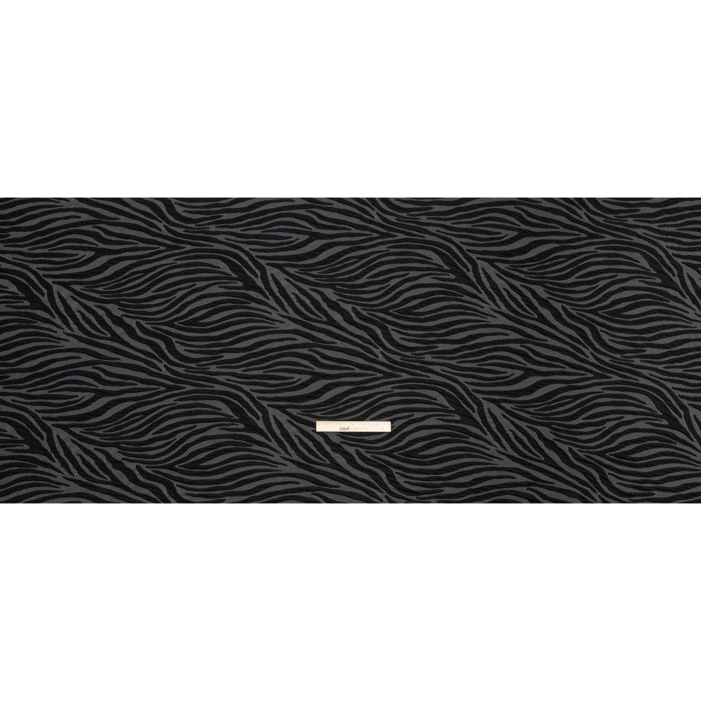 Stretch Knit Jacquard by Mara Hoffman - Gray and Black Tiger Stripes - Designer Deadstock