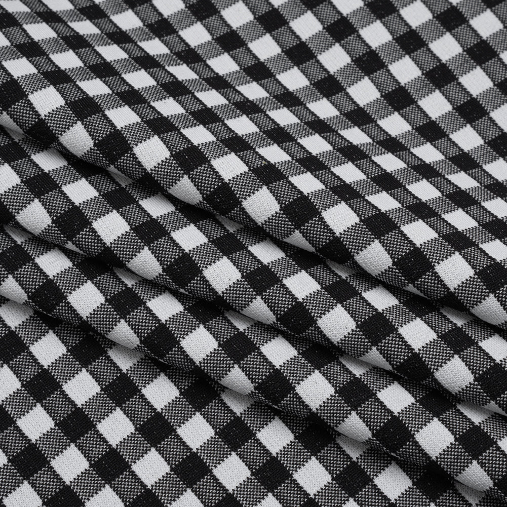 Stretch Knit Jacquard by Mara Hoffman - Black and White Gingham Check - Designer Deadstock