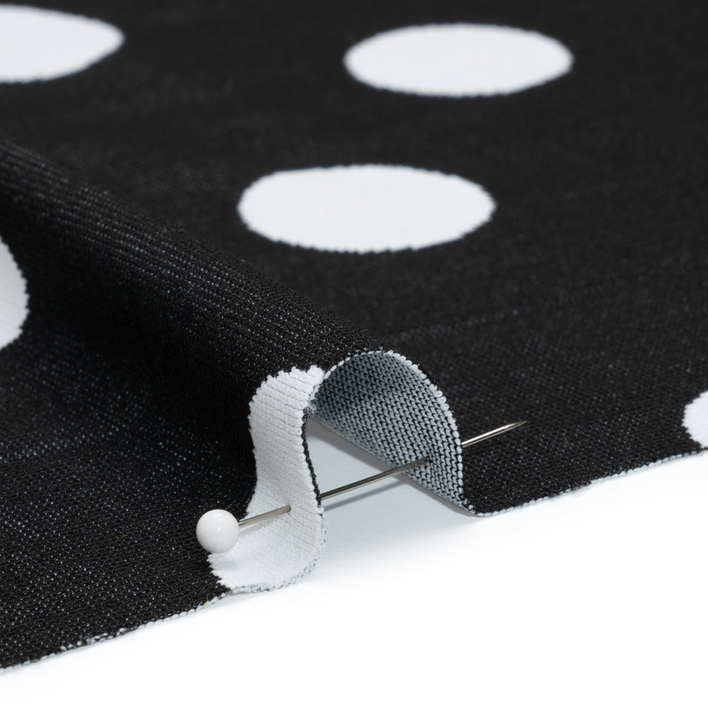 Stretch Knit Jacquard by Mara Hoffman - Black and White Polka Dots - Designer Deadstock