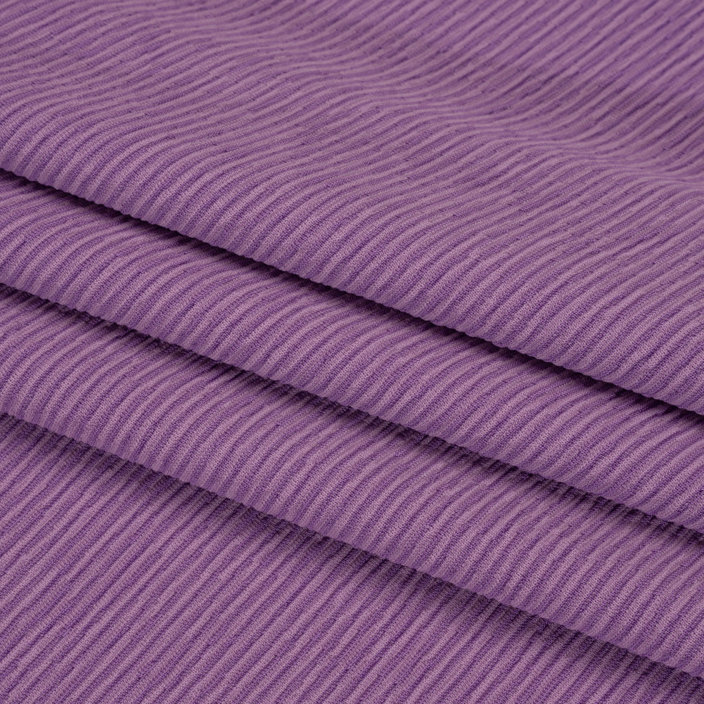 Stretch Knit Jacquard by Mara Hoffman - Lavender and Lilac Ribbed Candy Stripes - Designer Deadstock