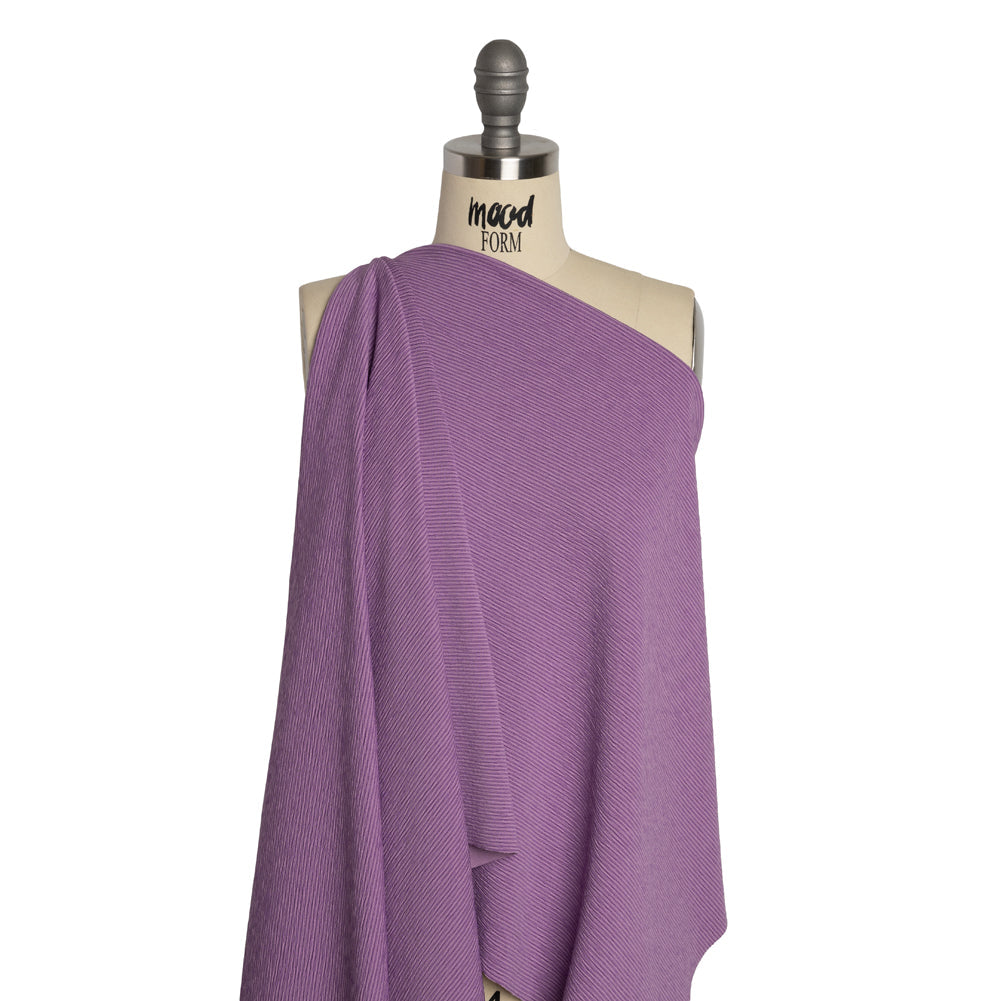 Stretch Knit Jacquard by Mara Hoffman - Lavender and Lilac Ribbed Candy Stripes - Designer Deadstock