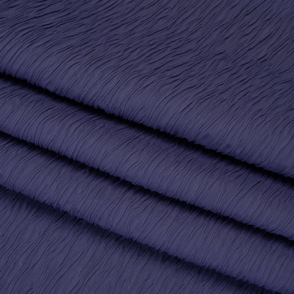 Textured Stretch Polyester Jacquard Knit by Mara Hoffman - Blue Violet Wavy Lines - Designer Deadstock