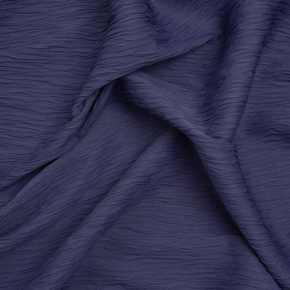 Textured Stretch Polyester Jacquard Knit by Mara Hoffman - Blue Violet Wavy Lines - Designer Deadstock