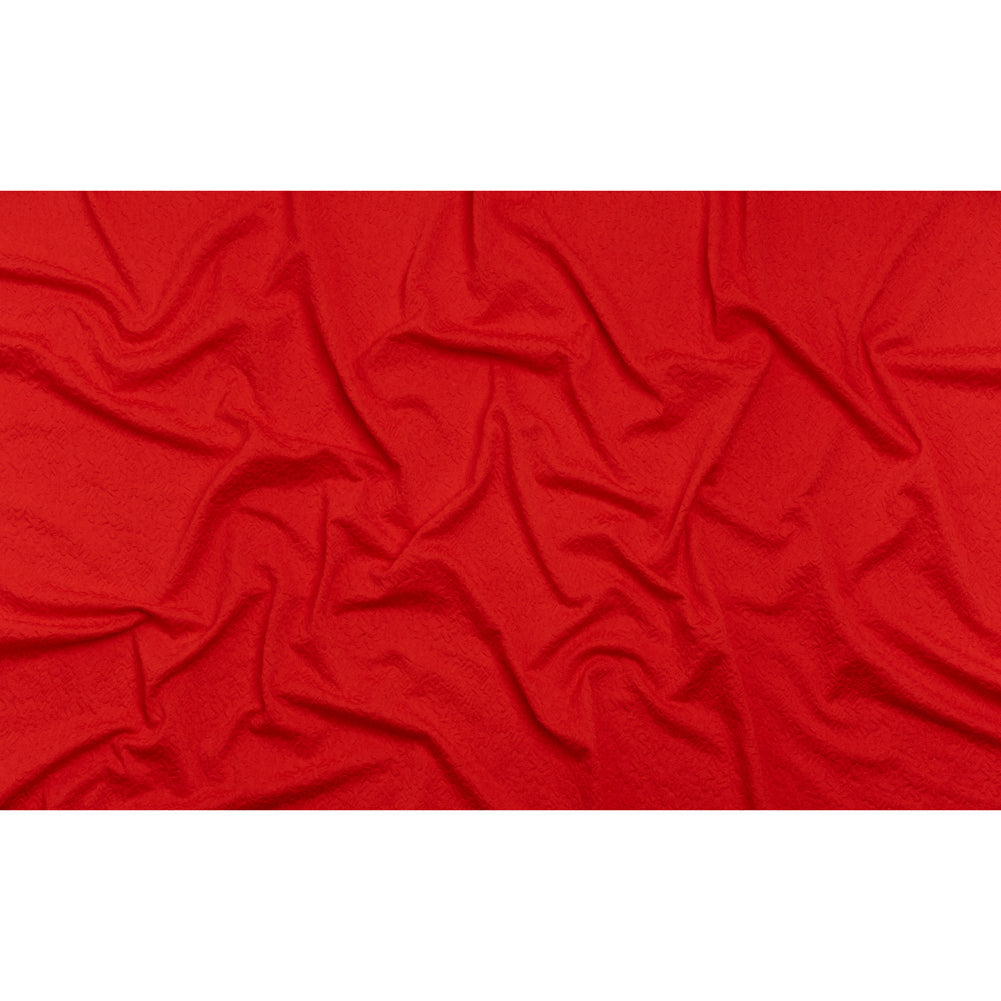 Stretch Polyester Jacquard Knit by Mara Hoffman - Red Orange Squiggles - Designer Deadstock