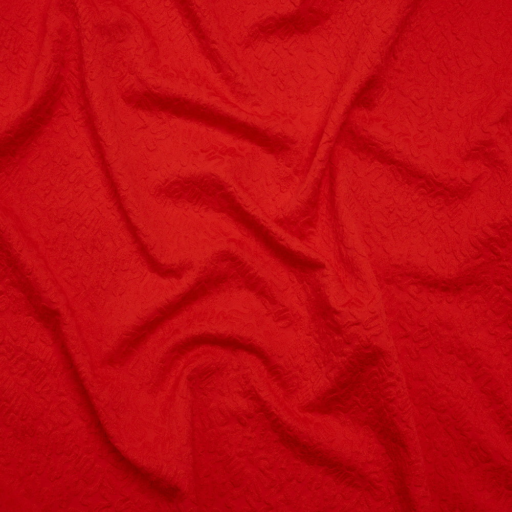 Stretch Polyester Jacquard Knit by Mara Hoffman - Red Orange Squiggles - Designer Deadstock
